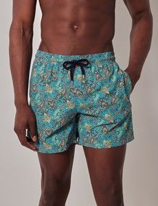 Blue & Green Paisley Swim Shorts