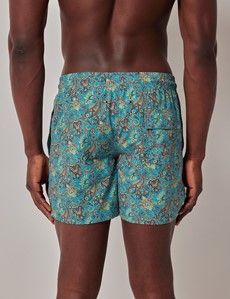 Blue & Green Paisley Swim Shorts