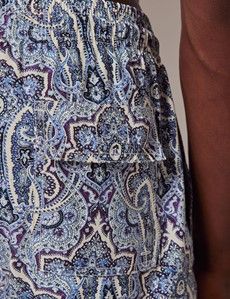 Blue & White Paisley Swim Shorts-preview5