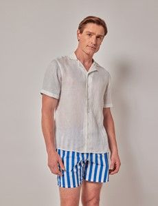 Blue & White Wide Stripe Swim Shorts-preview1
