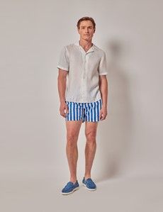 Blue & White Wide Stripe Swim Shorts-preview6