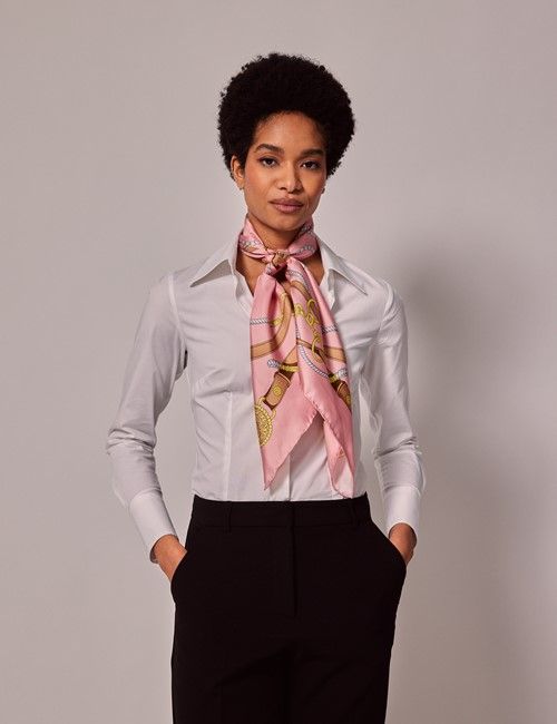 Pink Jewel Chains Neck Scarf - 100% Silk-preview