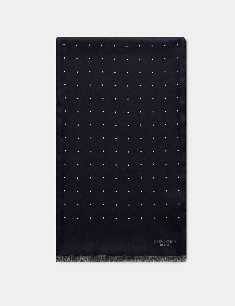 Navy & White Spot Scarf
