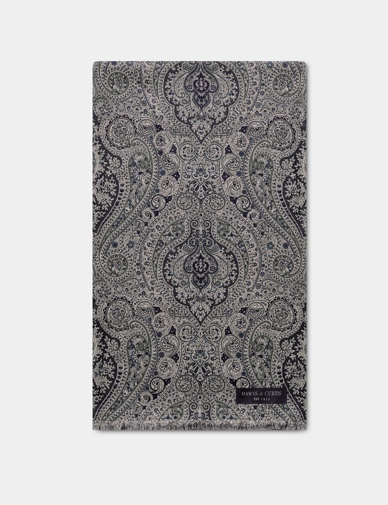 Navy Paisley Scarf