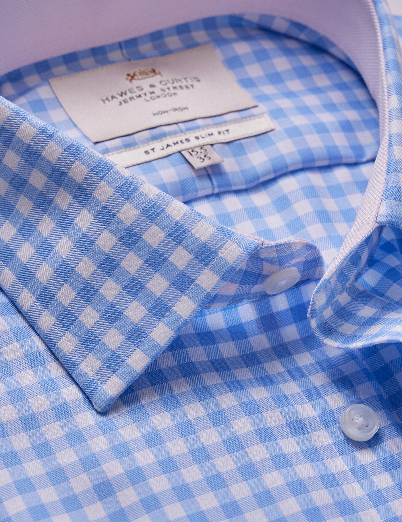 Slim Fit Blue & White Bold Plaid Non-Iron Shirt-preview