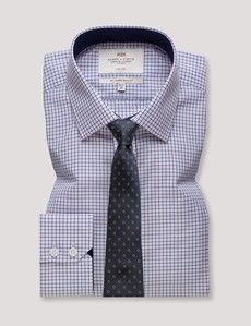 Slim Fit Pink & Navy Check Non-Iron Shirt - Contrast Detail