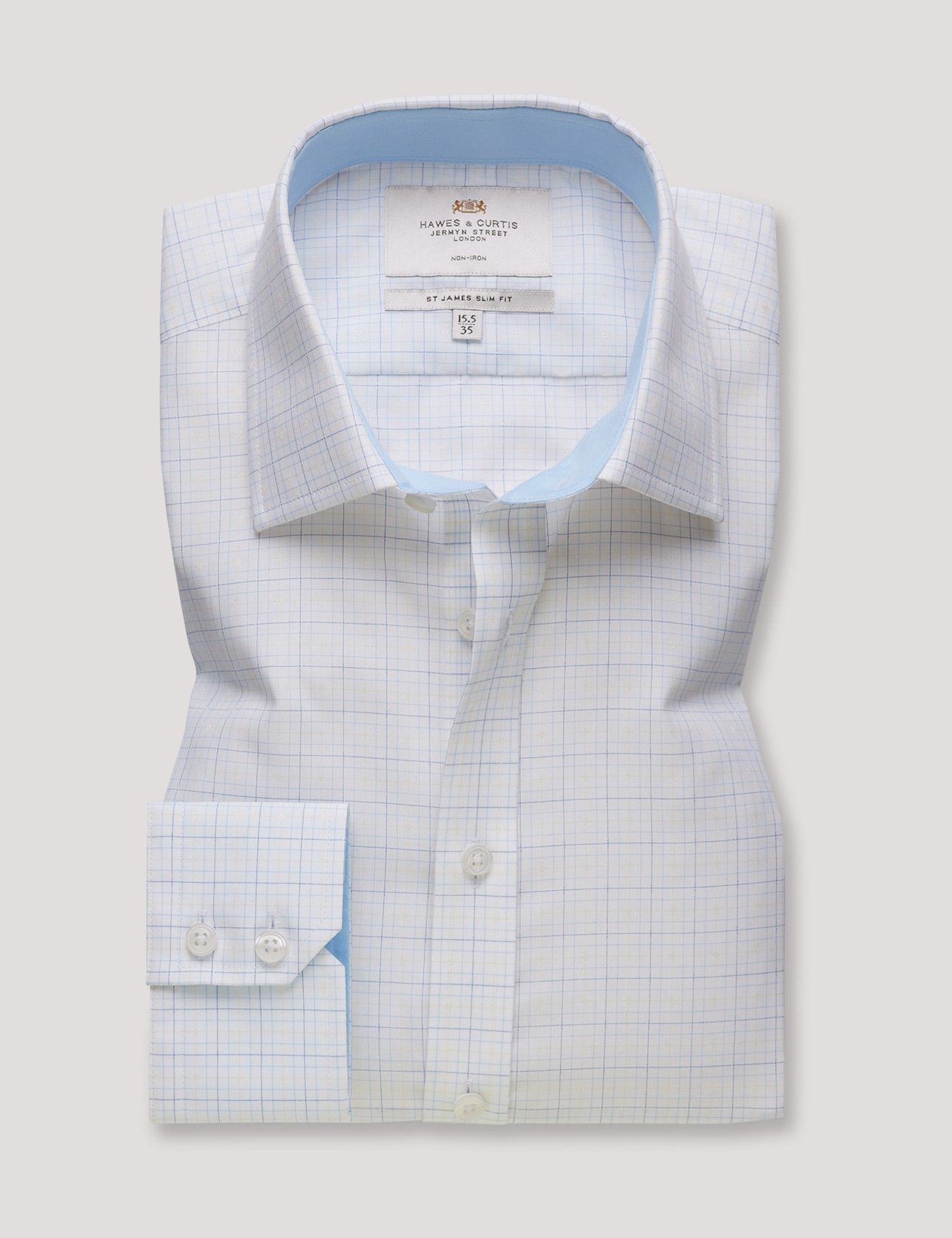 Slim Fit Blue & Yellow Check Non-Iron Shirt - Contrast Detail-preview