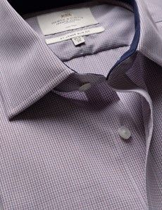 Slim Fit Red & Navy Check Non-Iron Shirt - Contrast Detail