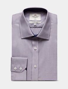 Slim Fit Red & Navy Check Non-Iron Shirt - Contrast Detail