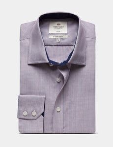 Slim Fit Red & Navy Check Non-Iron Shirt - Contrast Detail