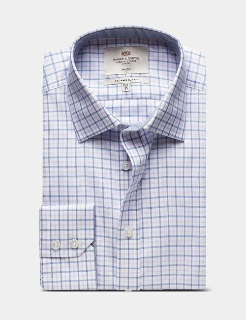 Slim Fit Navy & Lilac Multi Check Non-Iron Shirt - Contrast Detail-preview