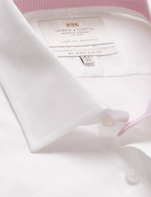 White Poplin Slim Shirt - Contrast Detail