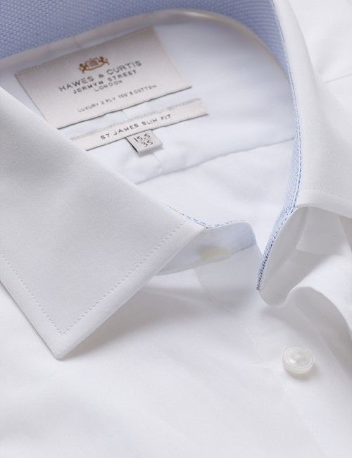 White Poplin Slim Shirt - Contrast Detail