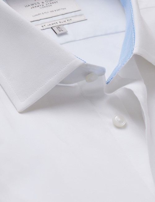 White Poplin Slim Fit Shirt - Contrast Detail