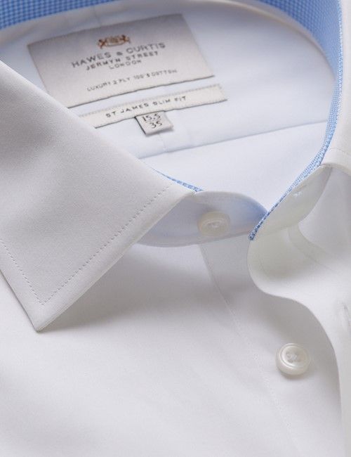 White Poplin Slim Fit Shirt - Contrast Detail