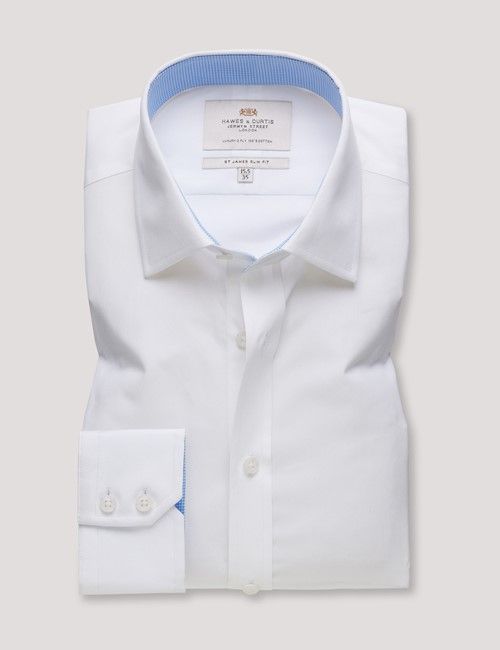 White Poplin Slim Fit Shirt - Contrast Detail-preview
