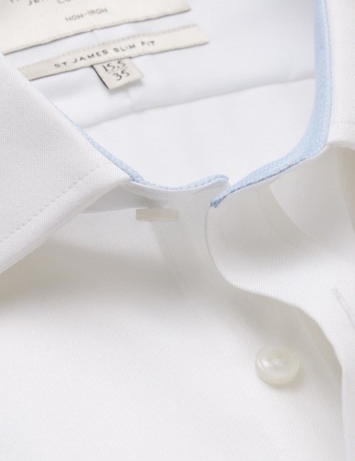 Non-Iron White Twill Slim Fit Shirt With Contrast Detail