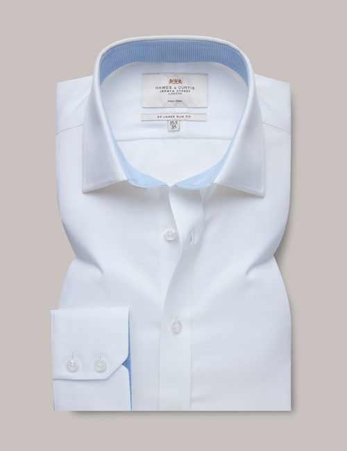 Non-Iron White Twill Slim Fit Shirt With Contrast Detail-preview
