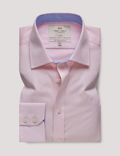 Non-Iron Pink Twill Slim Shirt - Contrast Detail-preview