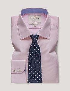 Non-Iron Pink Twill Slim Shirt - Contrast Detail-preview2