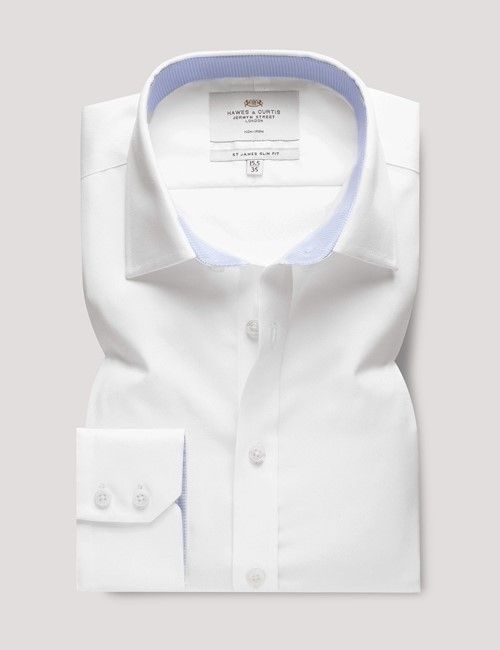 Non-Iron White Twill Slim Shirt - Contrast Detail-preview