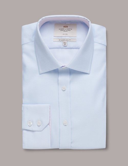 Slim Fit Blue & White Pick and Pick Non-Iron Shirt-preview