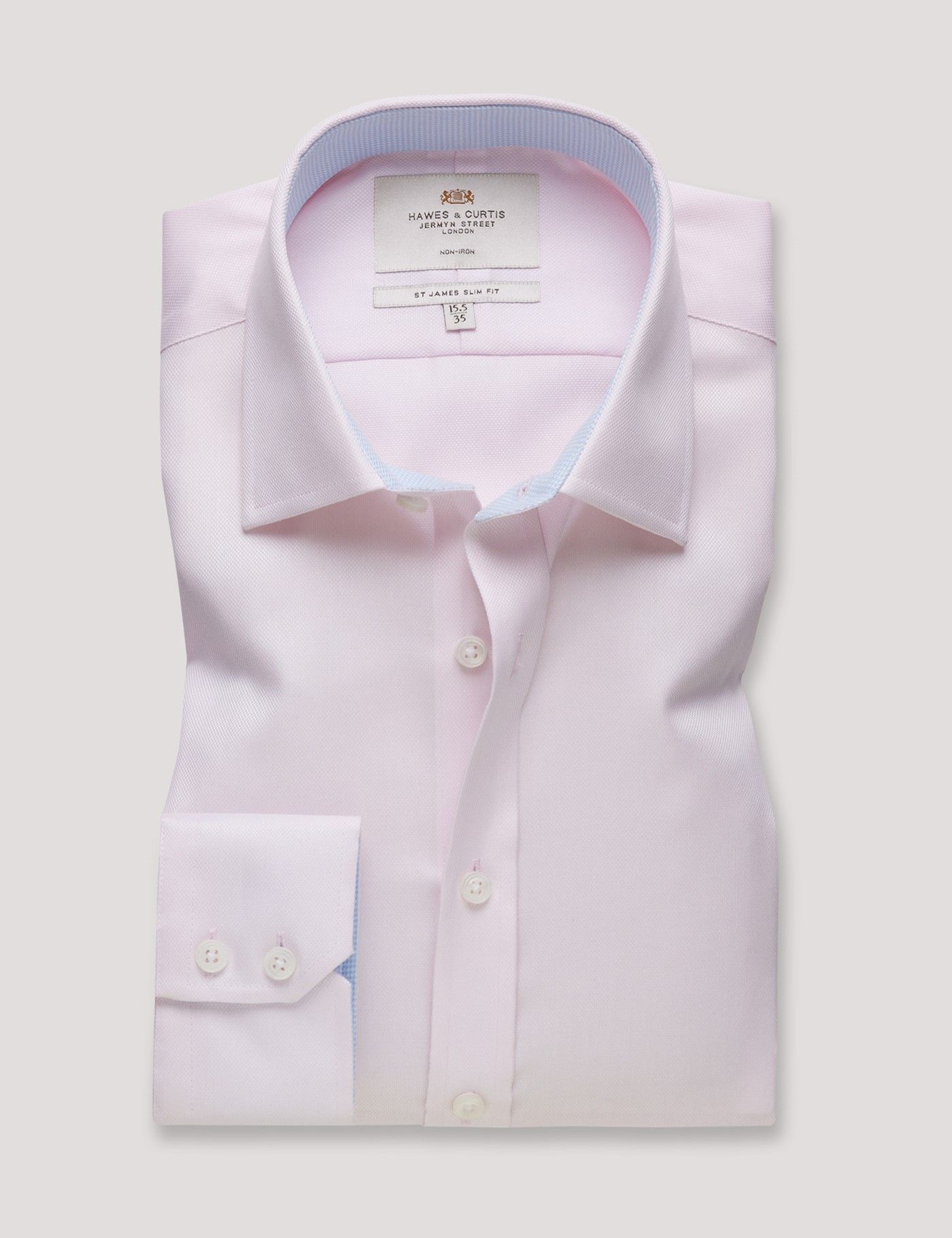 Slim Fit Pink Pique Non-Iron Shirt-preview