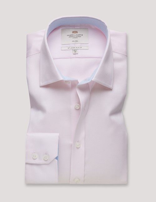 Non-Iron Pink Pique Slim Fit Shirt - Contrast Detail-preview