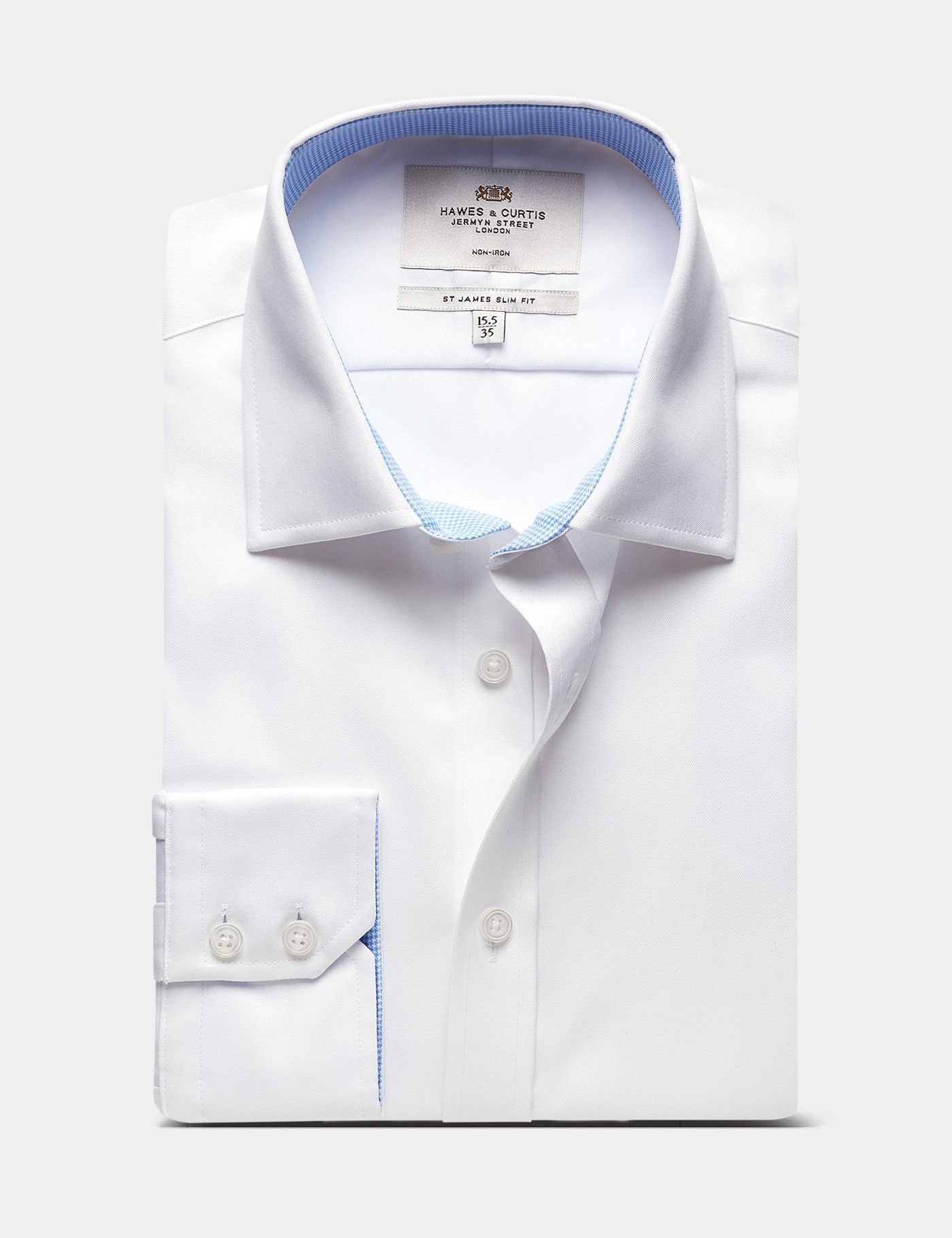 Slim Fit White Twill Non-Iron Shirt - Contrast Detail-preview