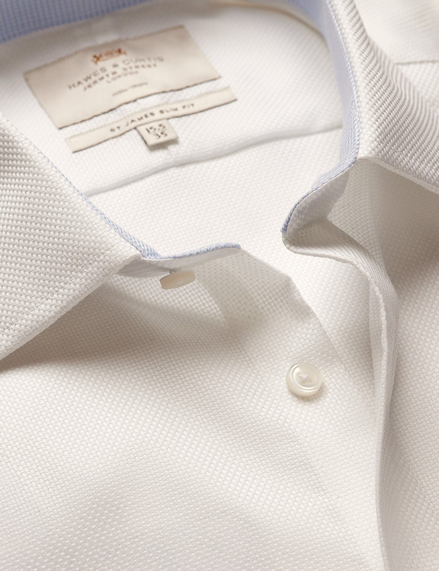 Slim Fit White Textured Weave Non-Iron Shirt