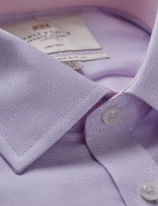 Non-Iron Lilac & White Slim Shirt - Contrast Detail