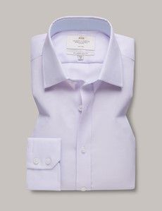 Slim Fit Lilac & White Semi Plain Non-Iron Shirt