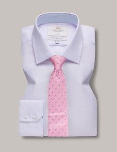 Slim Fit Lilac & White Semi Plain Non-Iron Shirt