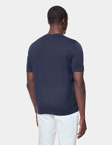 Navy Premium Knitted Linen T-shirt