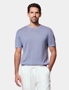 Dusty Blue Premium Knitted Linen T-shirt