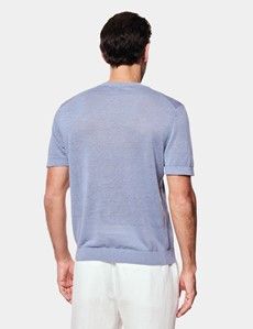 Dusty Blue Premium Knitted Linen T-shirt