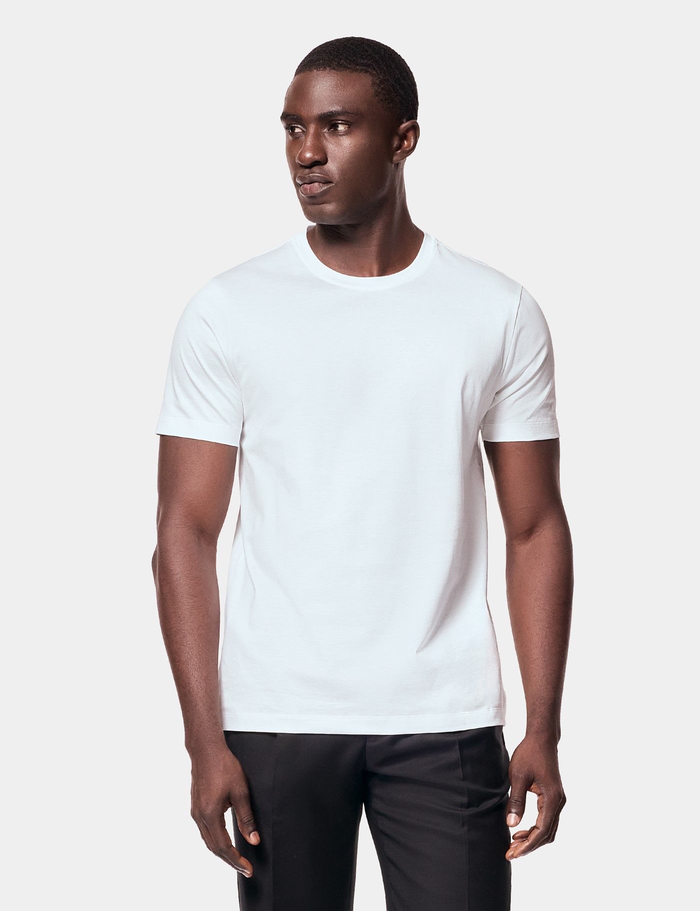 『STANDARD TEE WHITE L』 White Mercerised Cotton T-shirt | Hawes & Curtis