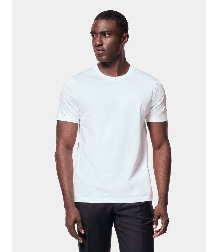 White Mercerised Cotton T-shirt | Hawes & Curtis