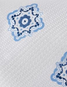 Ivory Textured Medallion Geo Italian Silk Blend Tie - 1913 Collection-preview1