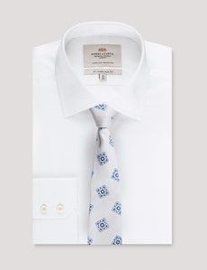 Ivory Textured Medallion Geo Italian Silk Blend Tie - 1913 Collection-preview2