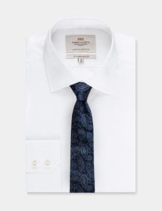 Blue Herringbone Paisley Italian Silk Tie - 1913 Collection