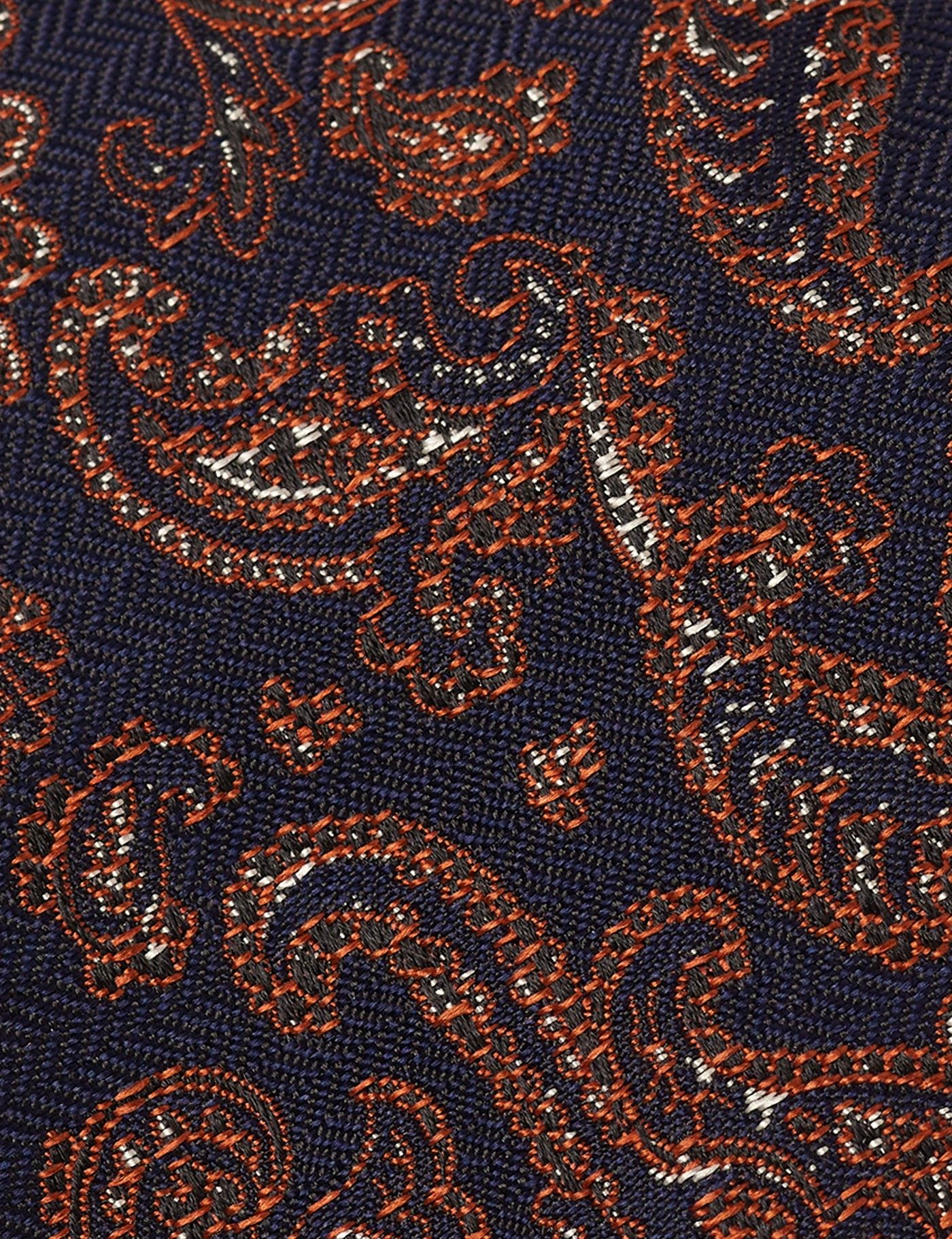 Navy & Orange Herringbone Paisley 1913 Tie-preview