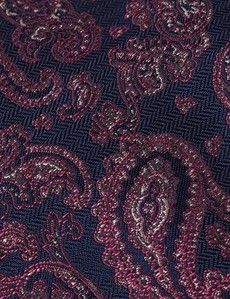Navy & Burgundy Herringbone Paisley 1913 Tie