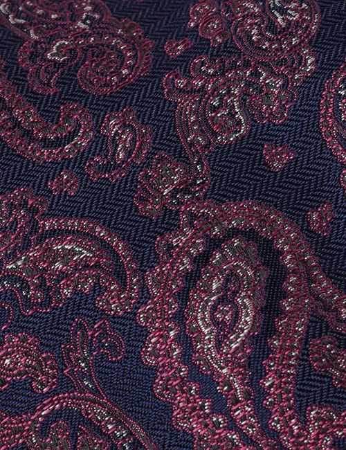 Burgundy Herringbone Paisley Italian Silk Tie - 1913 Collection-preview