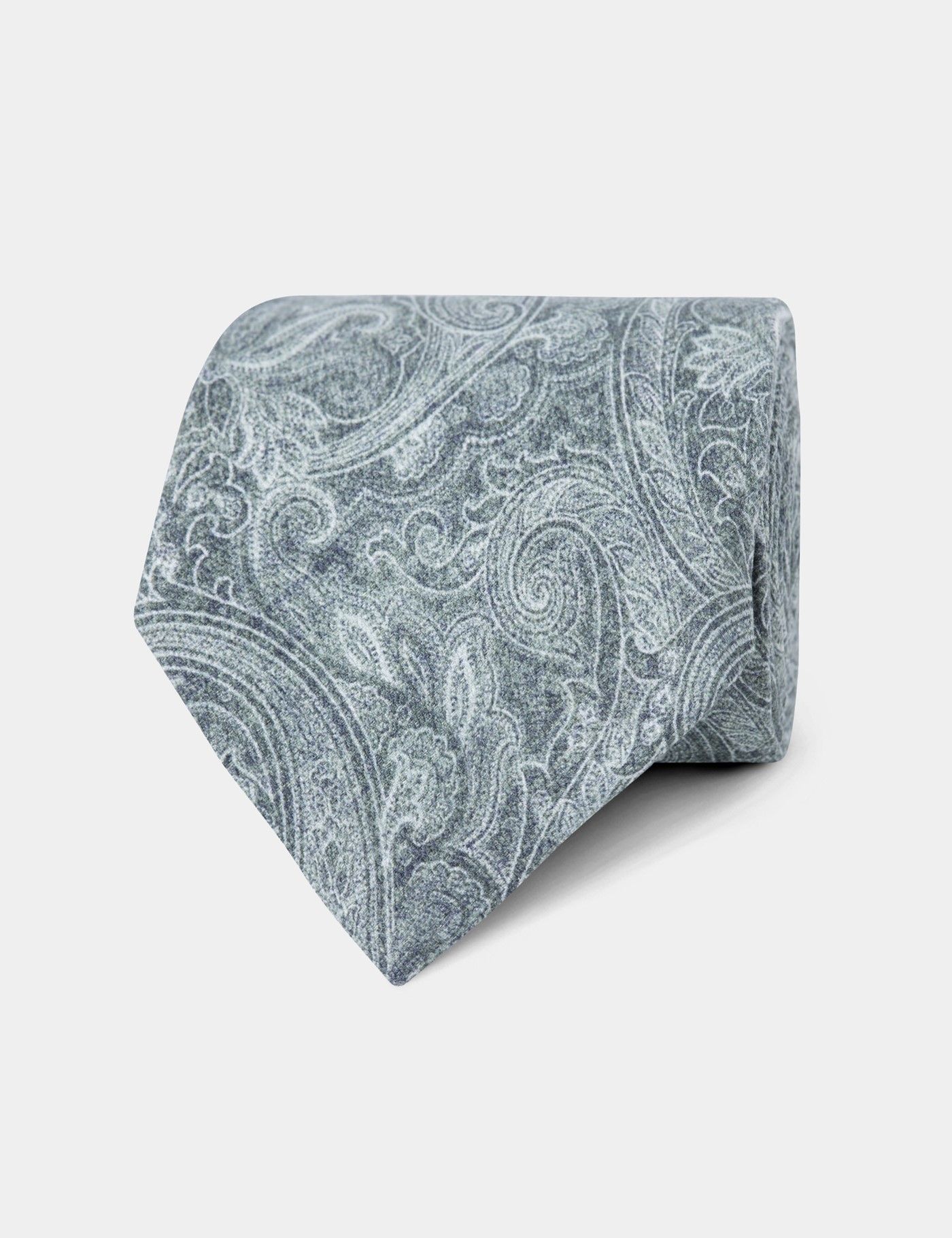 Sage Green Paisley Italian Silk Tie - 1913 Collection