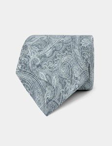 Sage Green Paisley Italian Silk Tie - 1913 Collection