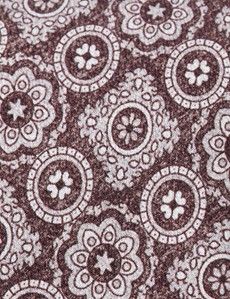 Coffee Brown Medallion Geo Italian Silk Tie - 1913 Collection-preview1