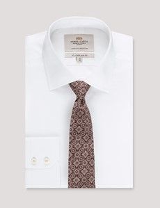 Coffee Brown Medallion Geo Italian Silk Tie - 1913 Collection-preview2