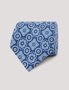 Navy Medallion Geo Italian Silk Tie - 1913 Collection