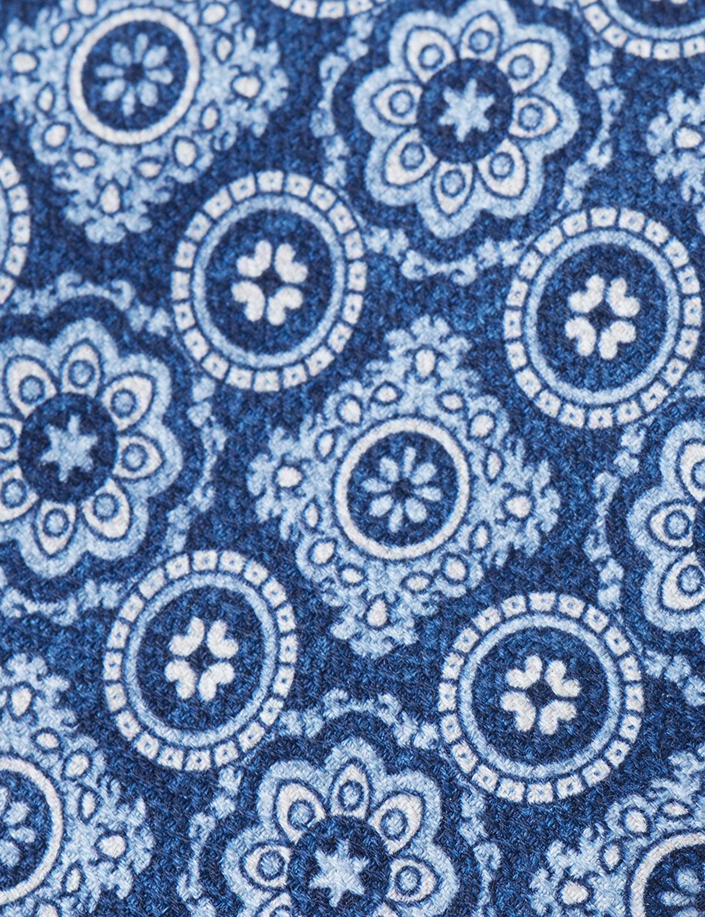 Navy Medallion Geo Italian Silk Tie - 1913 Collection-preview